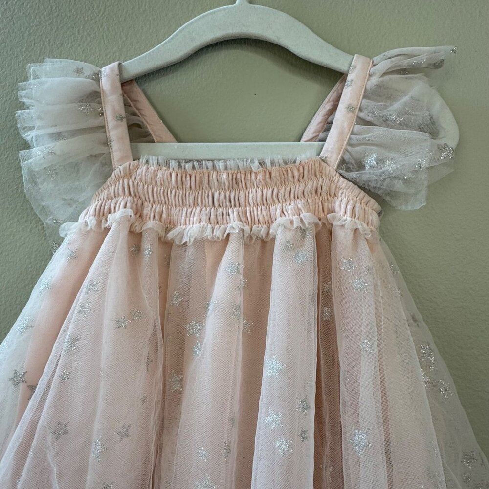 LUNA LUNA Pink Tulle Stars Dress Baby Girls 12 Months Girl Silver Star Holidays - Picture 3 of 8